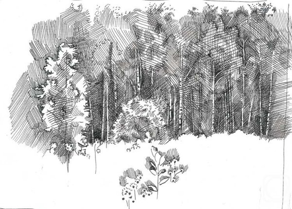 Пейзаж графическими материалами