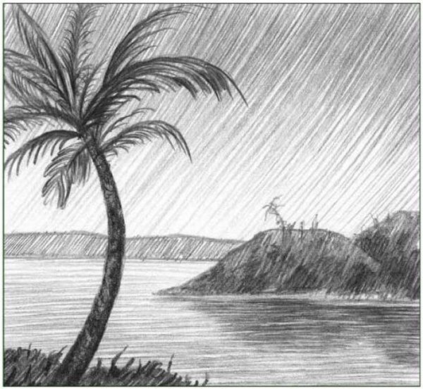 Пейзаж карандашом