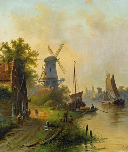 Корнелис спрингер картина городской пейзаж