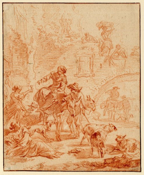 Картина итальянский пейзаж с крестьянином