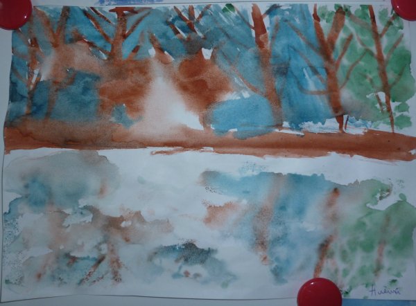 Монотипия Пейзажная Весна