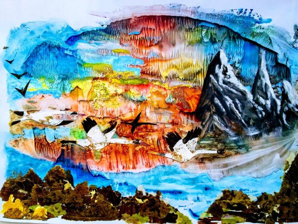 Монотипия Пейзажная нетрадиционная техника рисования в детском саду