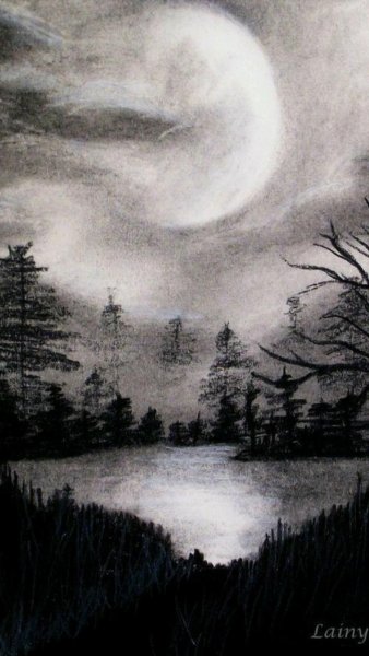 Пейзаж простым карандашом