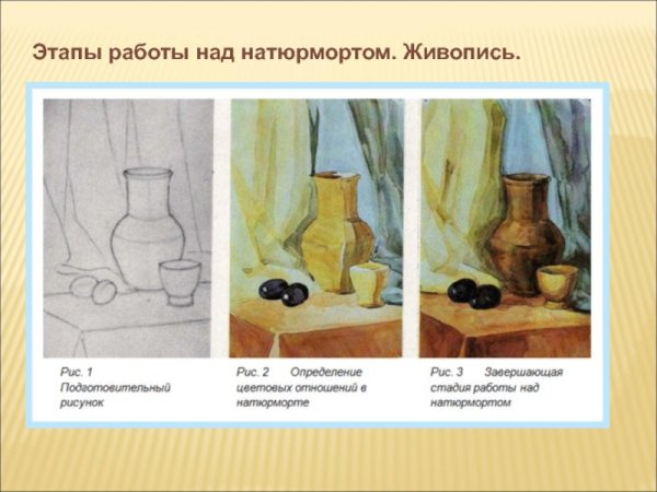 Этапы работы над натюрмортом живопись