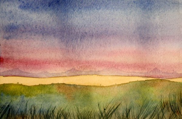 Простые Акварельные пейзажи