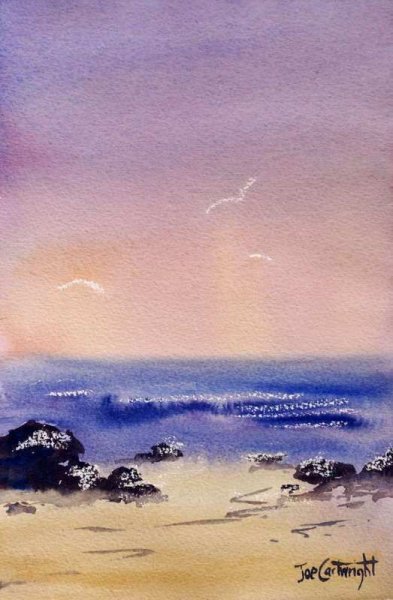 Акварель по сырому пейзаж