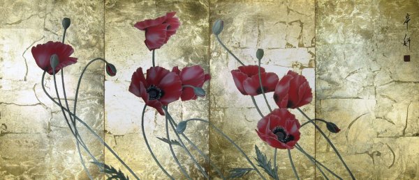 Гохуа пионы и птицы