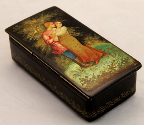 Шкатулка Федоскино лаковая миниатюра