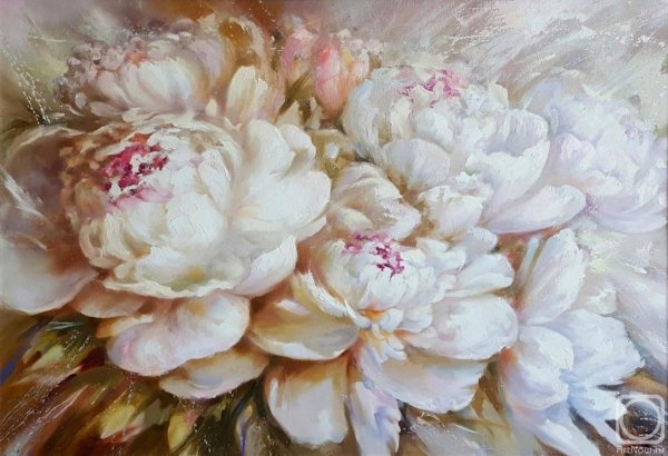 Пионы маслом на холсте