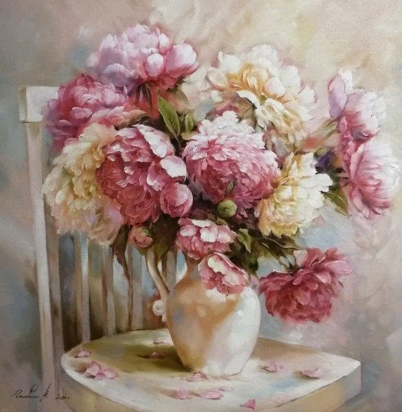 Пионы картина маслом