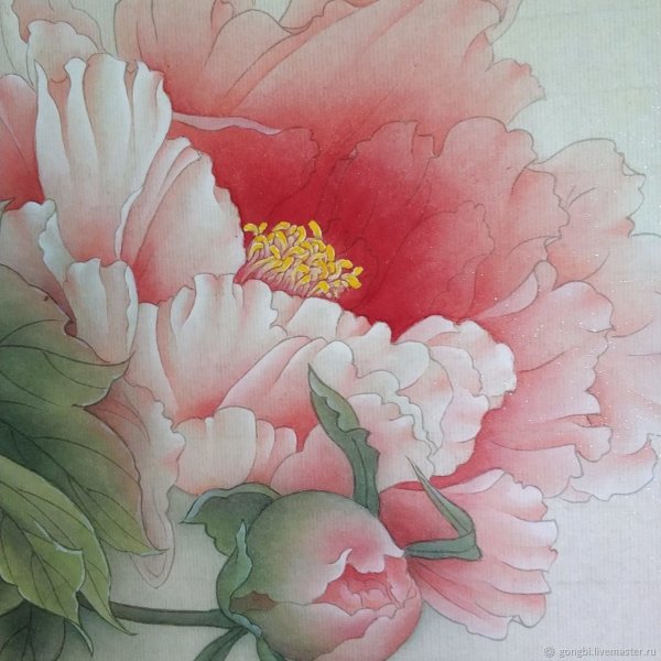 Пионы акварель гунби