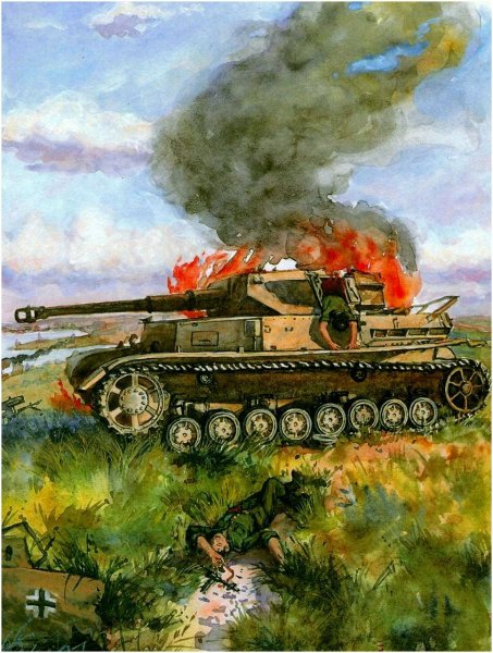 Танковый бой живопись