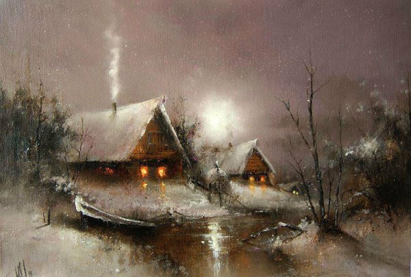 Художник Игорь Медведев зимний пейзаж