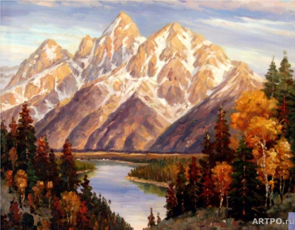 Горный пейзаж маслом Андрея Голубева