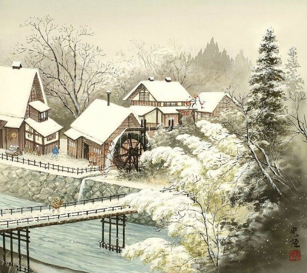 Художник Koukei Kojima зимние пейзажи
