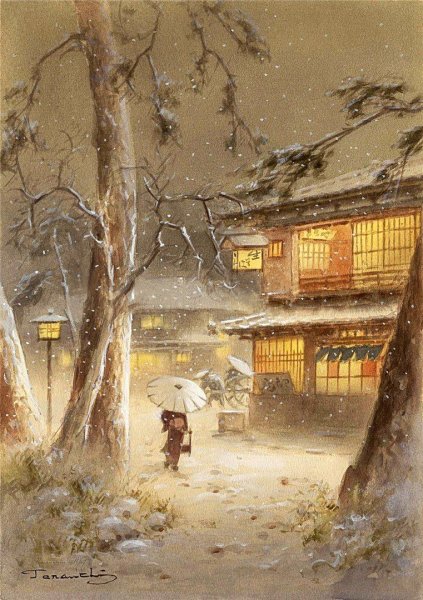 Японские Гравюры укиё-э зима