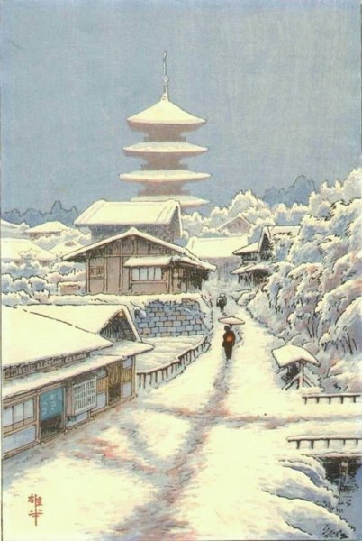 Японская живопись снегопад