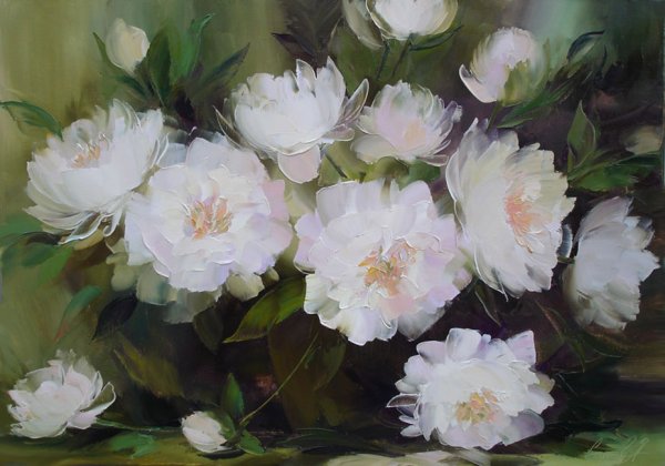 Пионы живопись Александр Сергеев