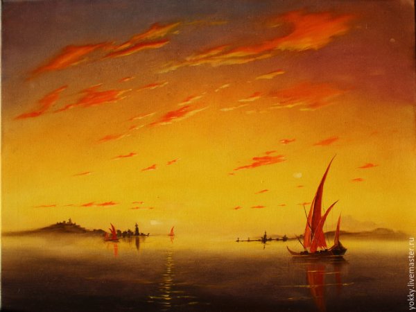 Закат солнца живопись