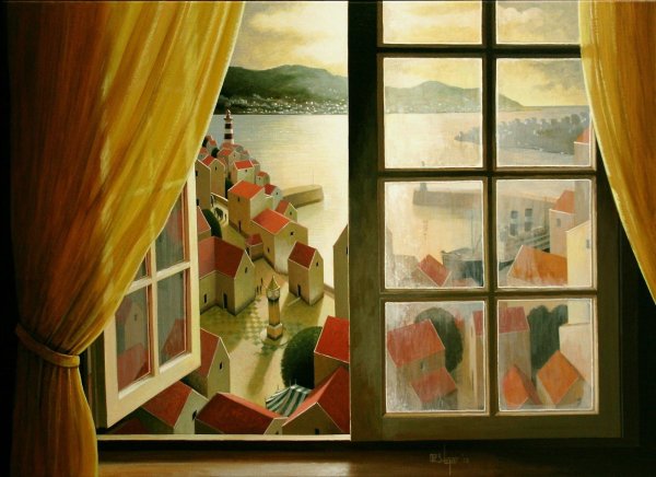 Мультяшный вид из окна