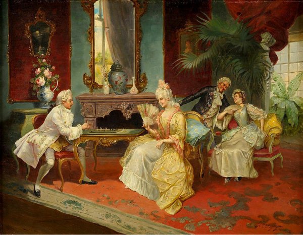 . Артуро Риччи (1854-1919) - "компания придворных, развлекающихся в салоне"