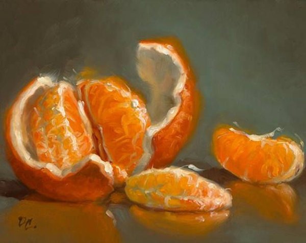 Мандарины в живописи маслом