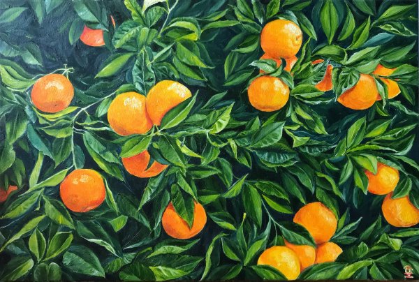 Мандариновое дерево живопись