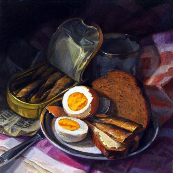 Художник Елена Шумакова натюрморт яичница