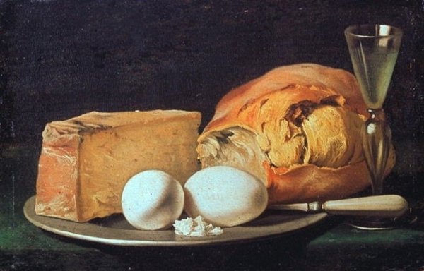 «Натюрморт с хлебом и ветчиной» (Карло маджини, конец XVIII века).