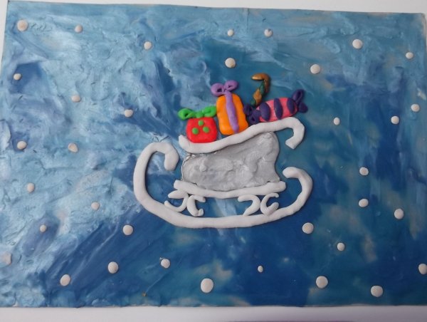 Пластилиновая живопись зимний пейзаж