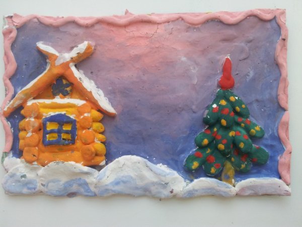 Зимнее панно из соленого теста
