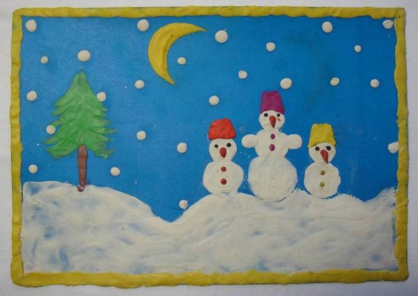 Зимнее панно из пластилина