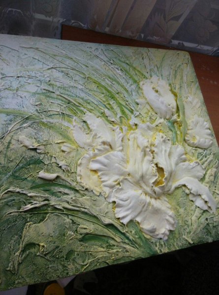 Скульптурная живопись шпатлевкой ирисы