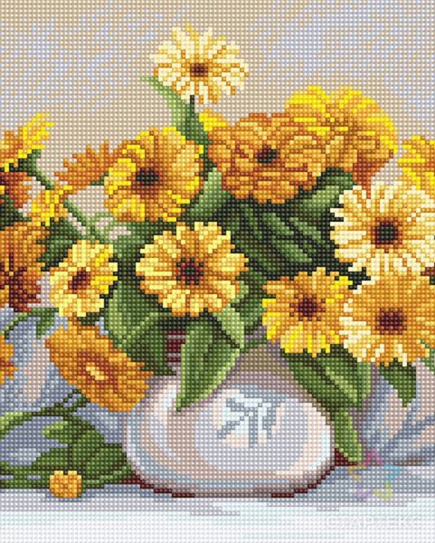 Алмазная мозайка календула
