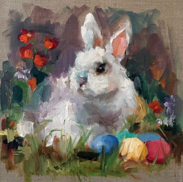 Новогодний кролик живопись