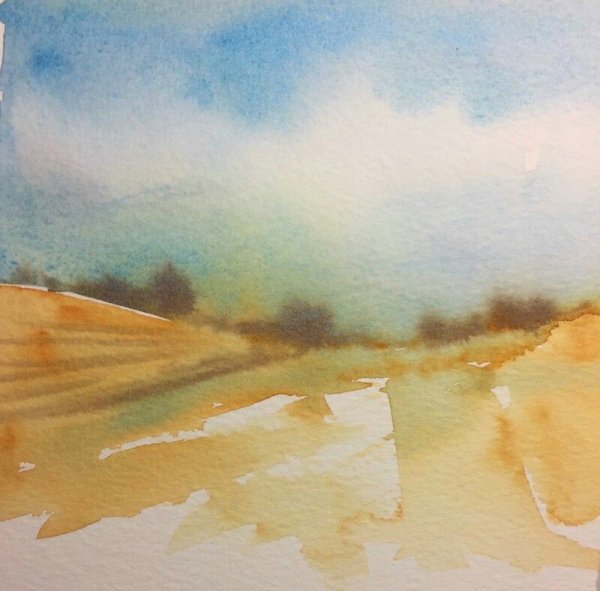 Лессировка акварелью пейзаж