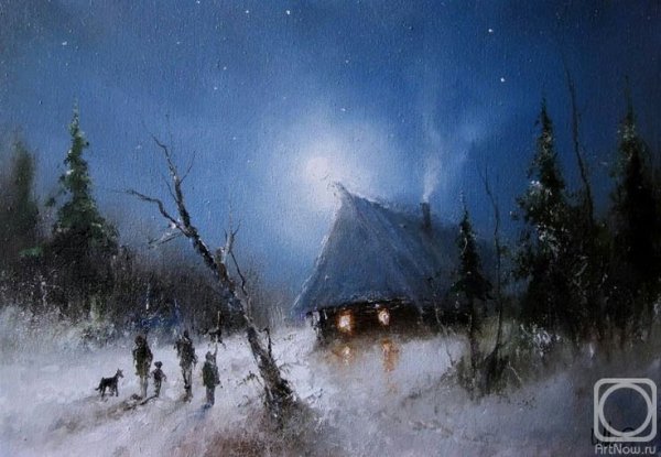 Художник Медведев Игорь. Зима ночь