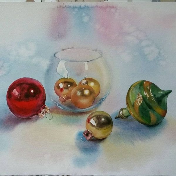 Елочные игрушки в живописи