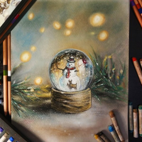 Новый год пастелью