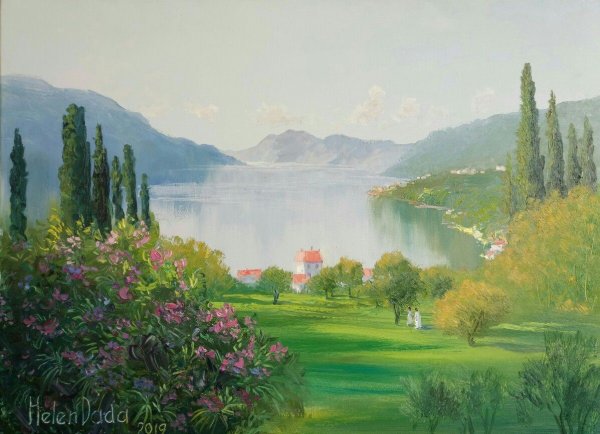 Картина маслом озеро Комо итальянский пейзаж