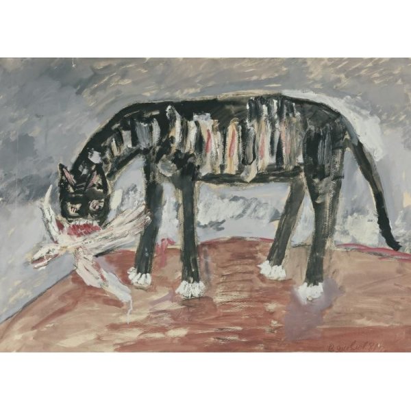 Владимир Яковлев "кошка с птицей", 1981