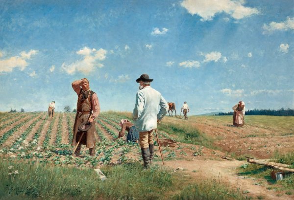 Картина крестьяне в поле