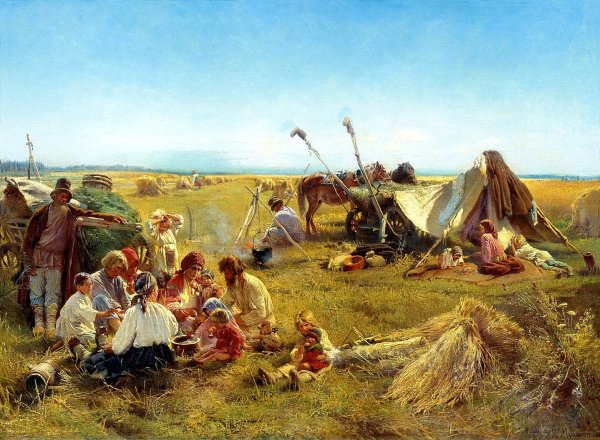 Крестьянский обед в поле. 1871 Маковский