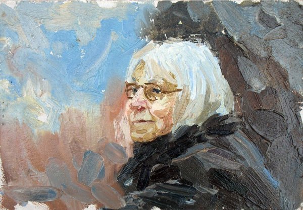 Старушка живопись