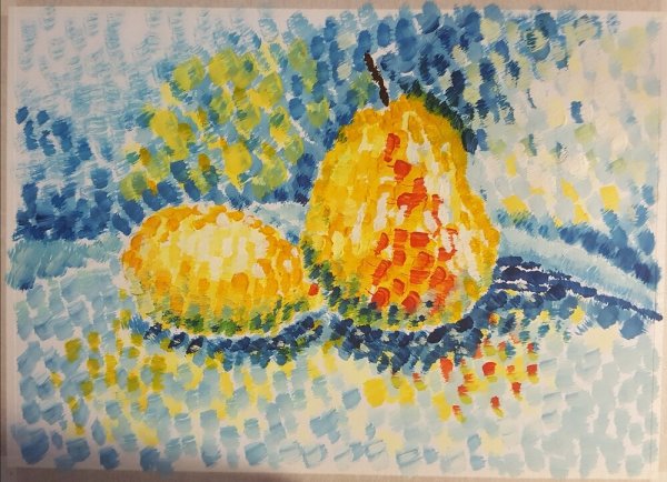 Пуантилизм (дивизионизм) фрукты