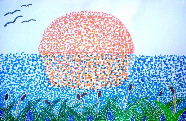 Техника пуантилизм ватными палочками