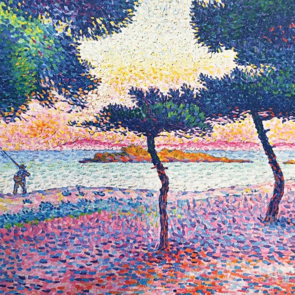 Груши на ветке пуантилизм