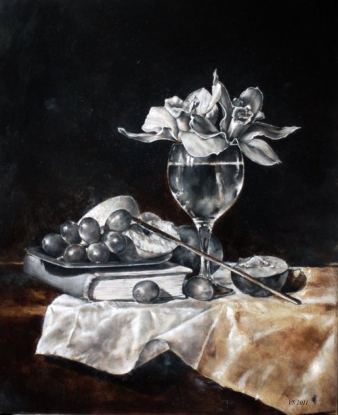 Голландский натюрморт гризайль