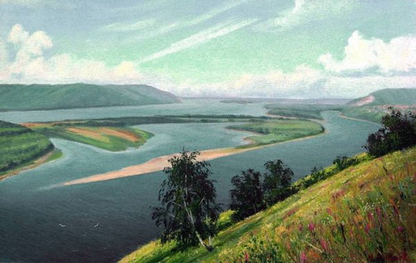 Река Волга картина