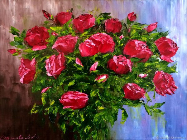 Красная роза живопись